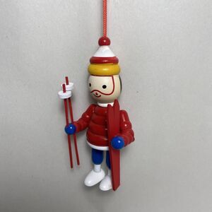 Midwest CBK Red and Blue Wooden Skier Christmas Skiing Ornament